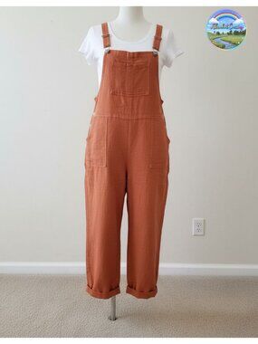 YESNO Women's Cotton Overalls Baggy Bib Pants Adjustable Strap Casual Loose Fit